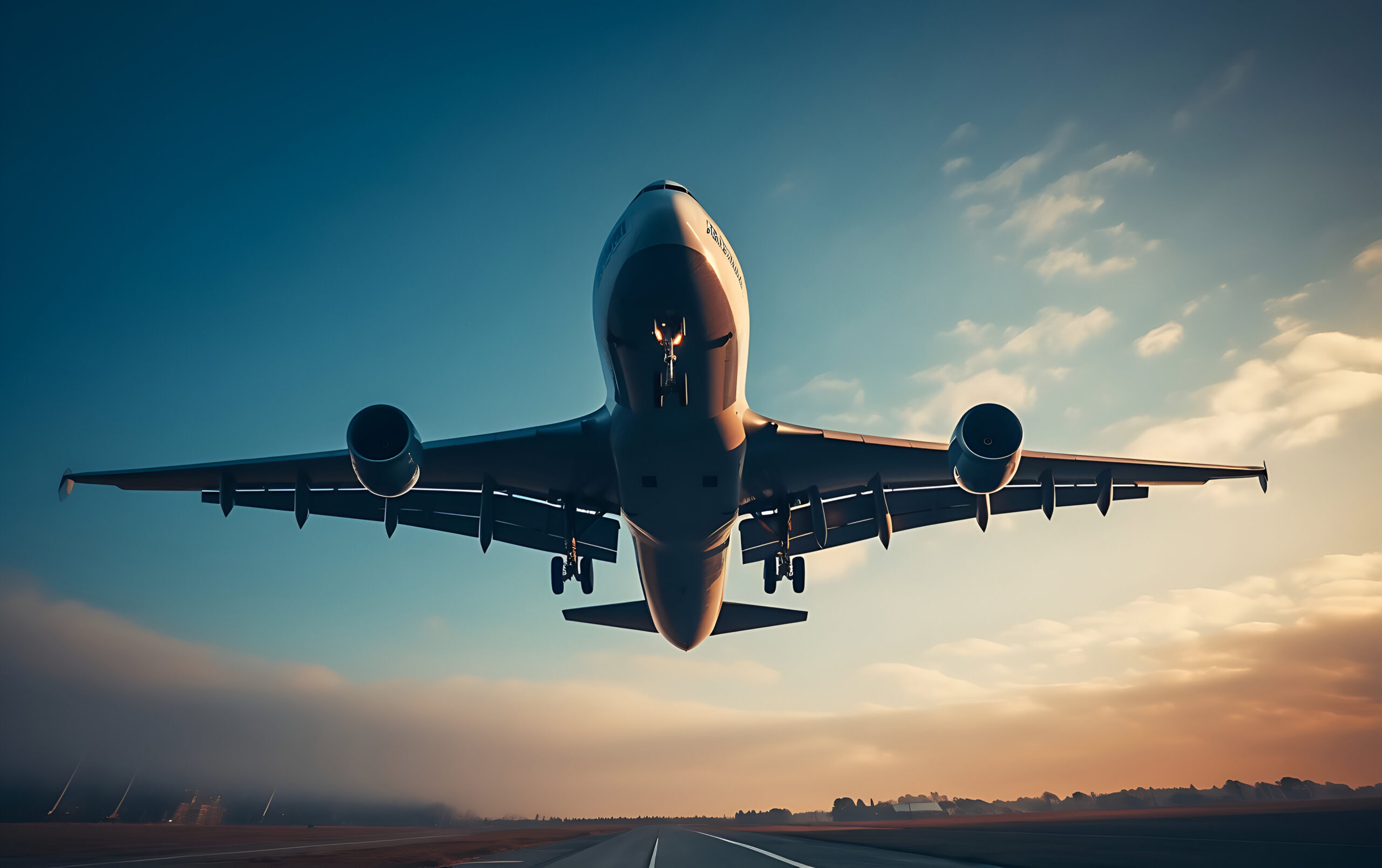 Commercial cargo aircraft parked on airfield banner