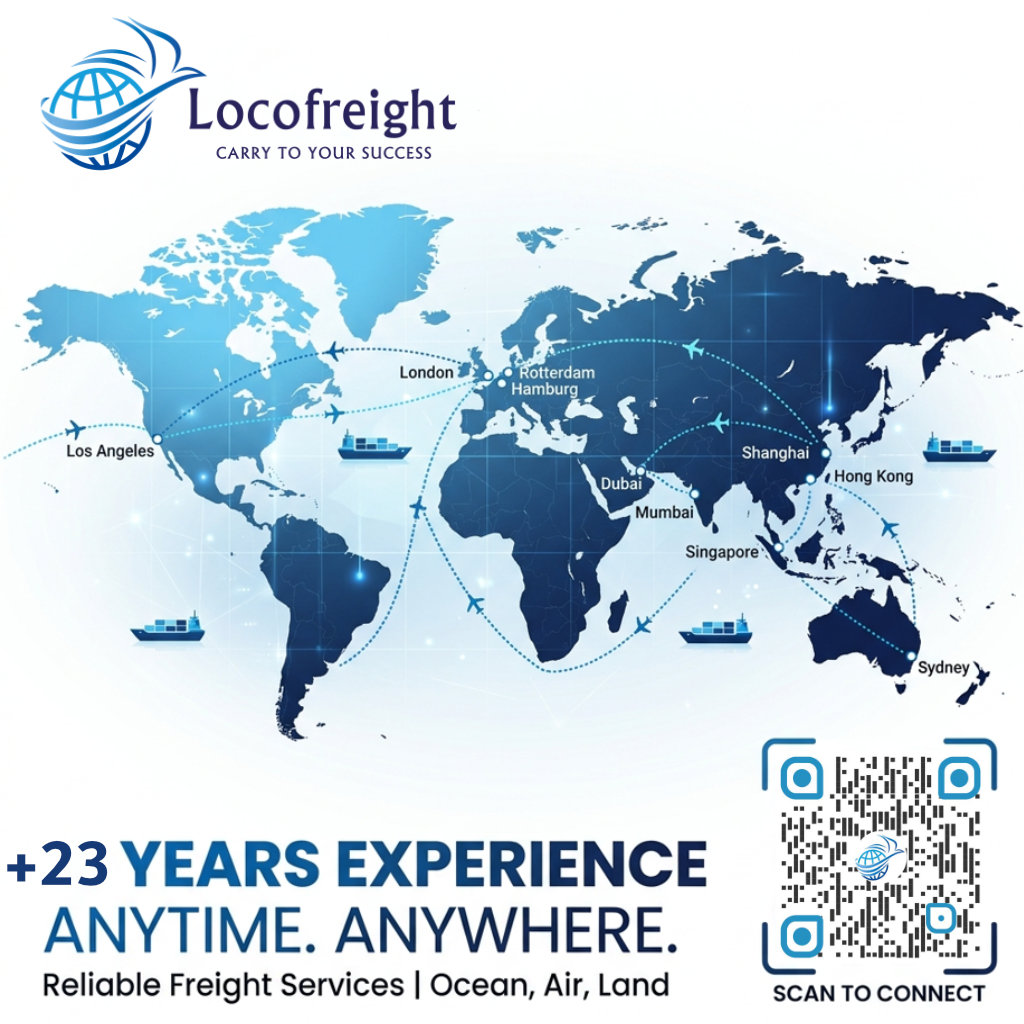 LOCOFREIGHT Global logistics routes and shipping network map