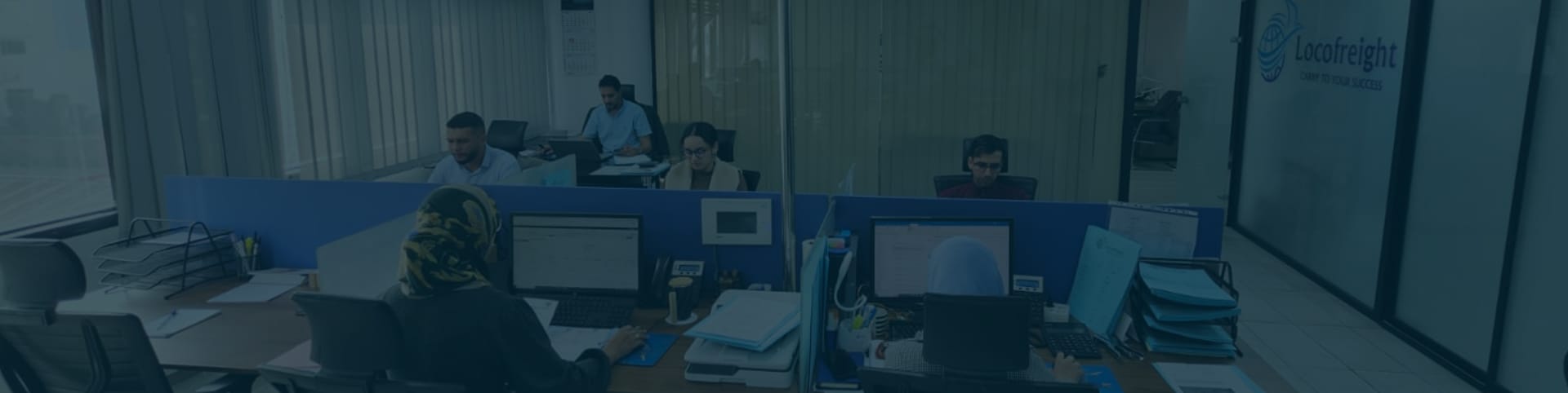 Locofreight office workspace and administrative logistics banner